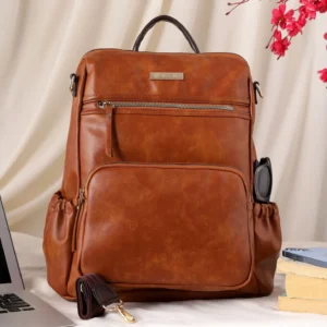 Timeless Diva Women Laptop Backpack - Tan