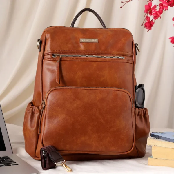 Timeless Diva Women Laptop Backpack - Tan