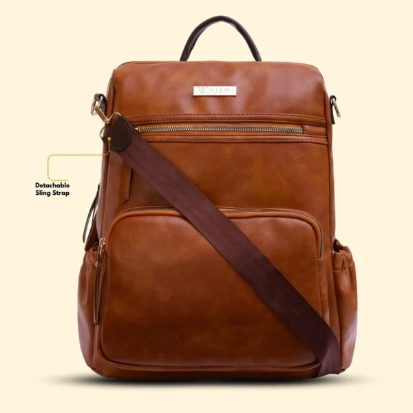 Timeless Diva Women Laptop Backpack - Tan - Image 4