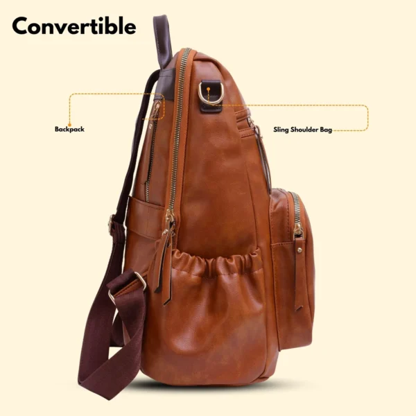 Timeless Diva Women Laptop Backpack - Tan - Image 5