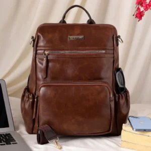Timeless Diva Women Laptop Backpack - Coffee Brown