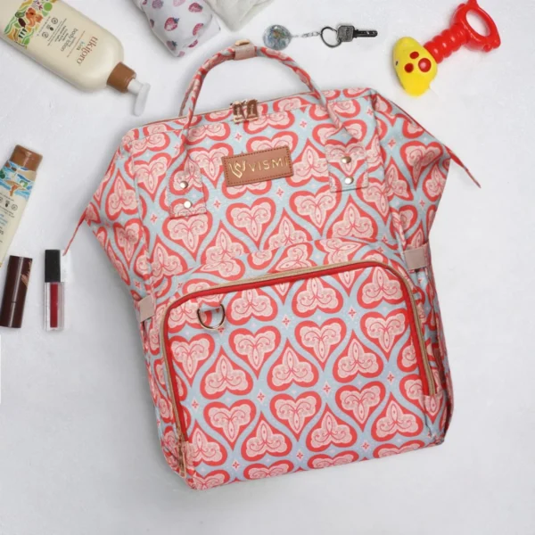 Snappy Zappy Backpack Diaper Bag - Red Hearts - Image 2