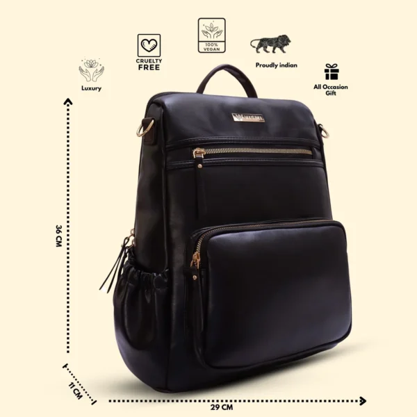 Timeless Diva Women Laptop Backpack - Black - Image 2
