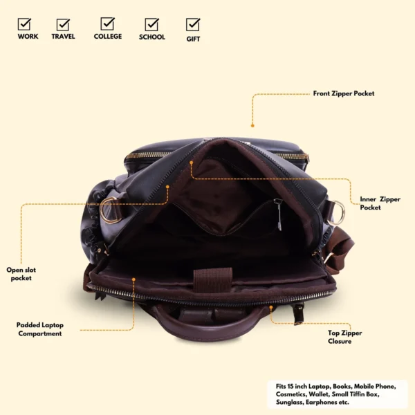 Timeless Diva Women Laptop Backpack - Black - Image 3