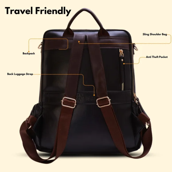 Timeless Diva Women Laptop Backpack - Black - Image 6