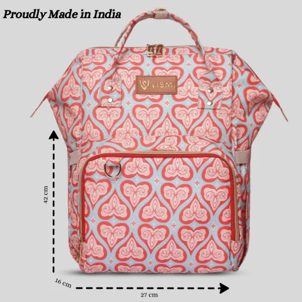 Snappy Zappy Backpack Diaper Bag - Red Hearts - Image 3