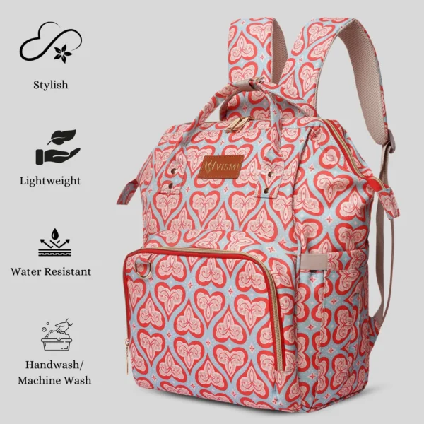 Snappy Zappy Backpack Diaper Bag - Red Hearts - Image 4