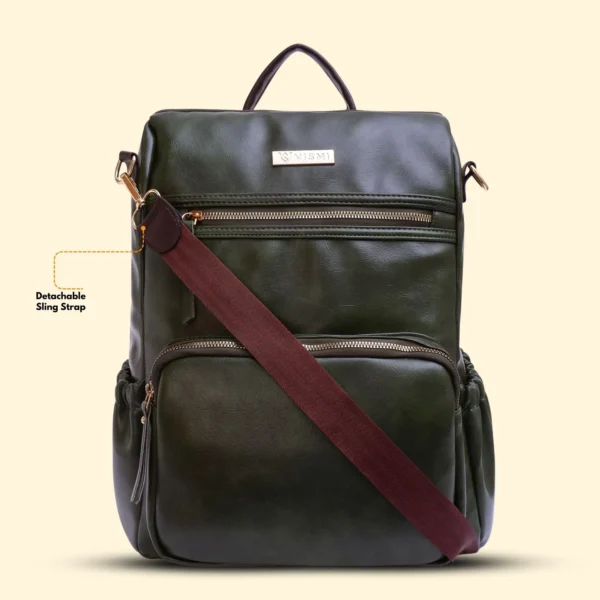 Timeless Diva Women Laptop Backpack - Olive Green - Image 4