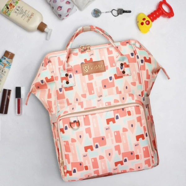Snappy Zappy Backpack Diaper Bag - Geometric Pink - Image 2
