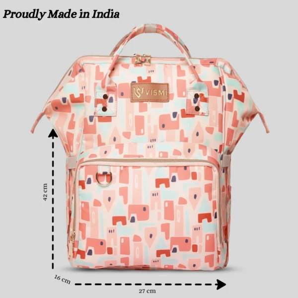 Snappy Zappy Backpack Diaper Bag - Geometric Pink - Image 3