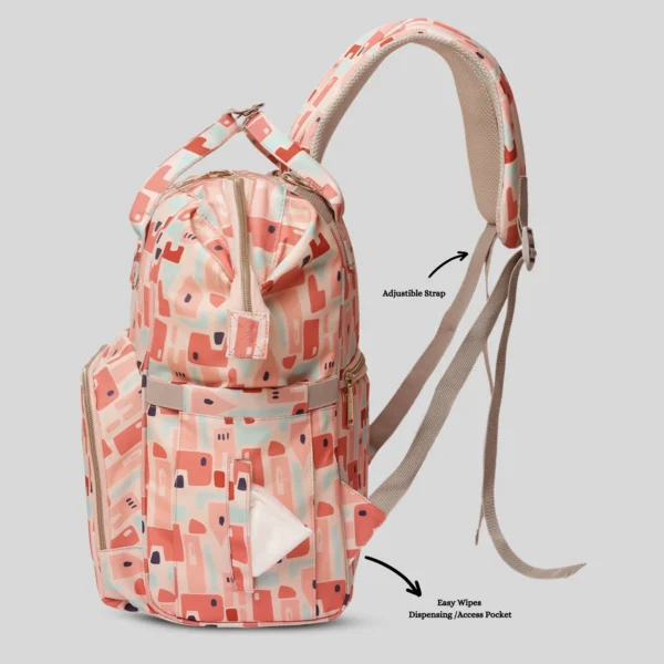 Snappy Zappy Backpack Diaper Bag - Geometric Pink - Image 5