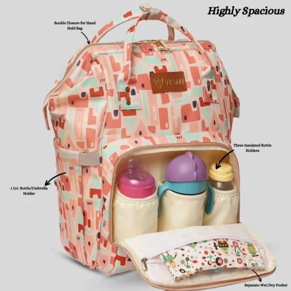 Snappy Zappy Backpack Diaper Bag - Geometric Pink - Image 7