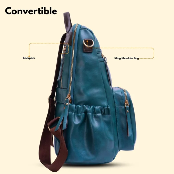Timeless Diva Women Laptop Backpack - Teal Blue - Image 5