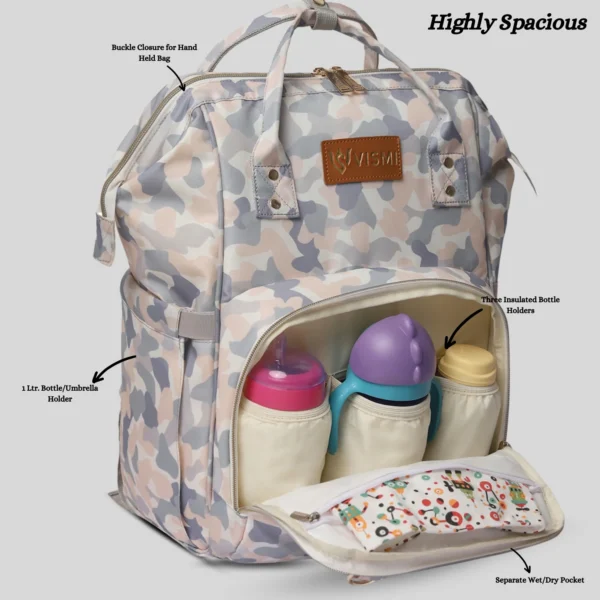 Snappy Zappy Backpack Diaper Bag - White Camo - Image 7