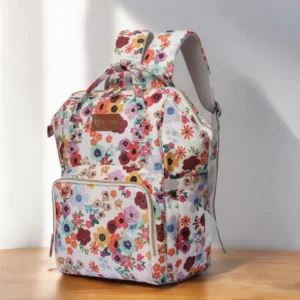 Snappy Zappy Backpack Diaper Bag - Flower White