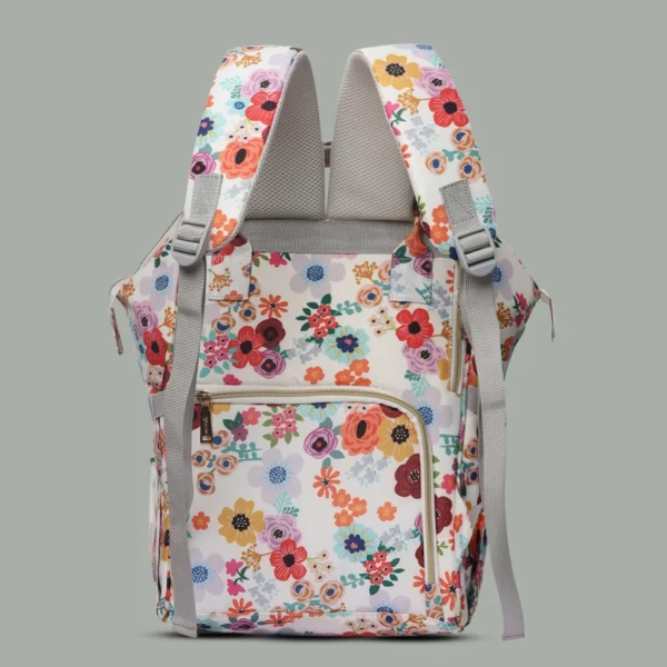 Snappy Zappy Backpack Diaper Bag - Flower White - Image 4