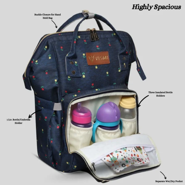 Snappy Zappy Backpack Diaper Bag - Navy Blue - Image 6