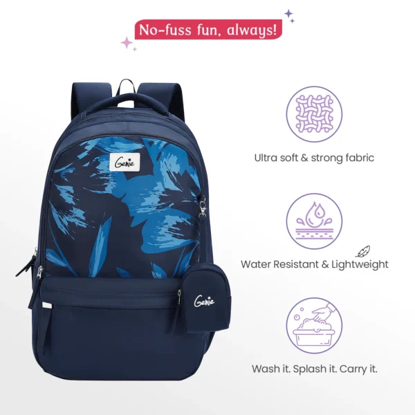 Genie Aria 40L Navy Blue Laptop Backpack With Raincover - Image 4