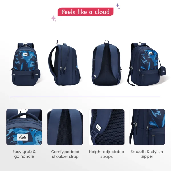 Genie Aria 40L Navy Blue Laptop Backpack With Raincover - Image 7
