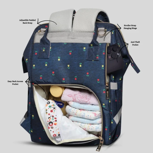 Snappy Zappy Backpack Diaper Bag - Navy Blue - Image 7