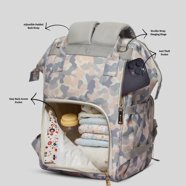 Snappy Zappy Backpack Diaper Bag - White Camo - Image 8