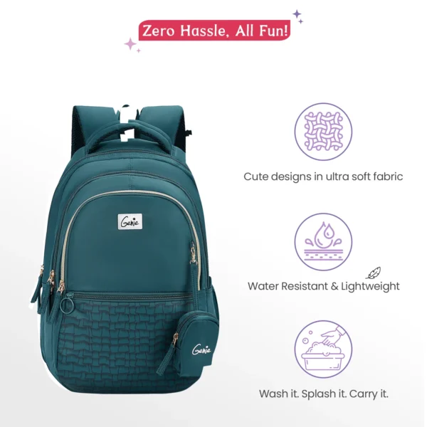 Genie Jewel 27L Teal School Backpack - Image 5