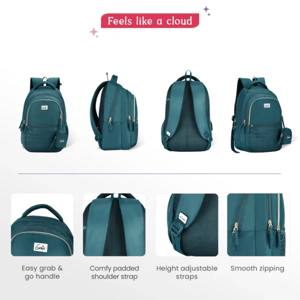Genie Jewel 27L Teal School Backpack - Image 7