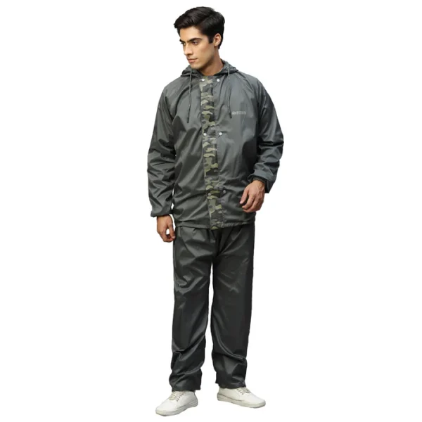Real-Reversible Raincoat ( With Stylish Military Printed PVC ) - Image 2