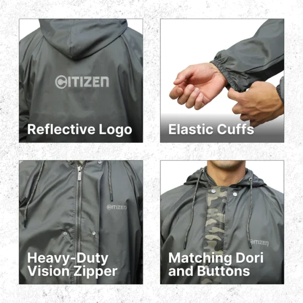Real-Reversible Raincoat ( With Stylish Military Printed PVC ) - Image 10