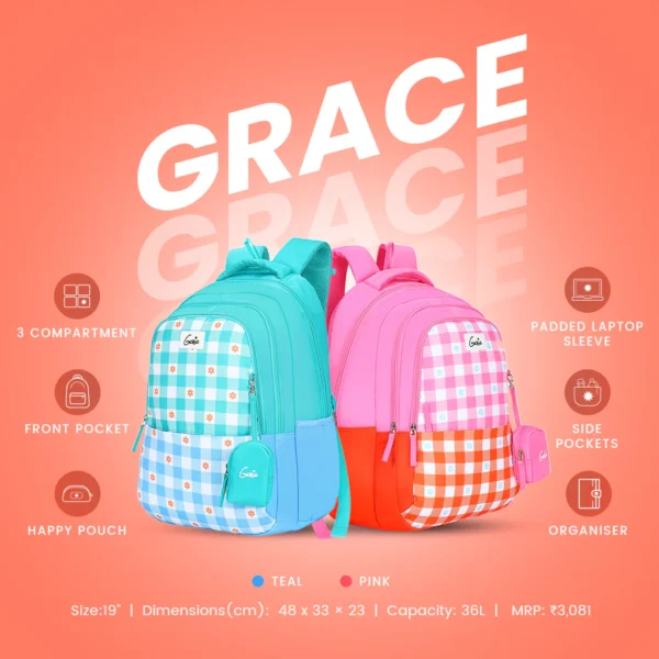 Genie Grace 36L Pink Laptop Backpack - Image 2