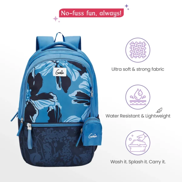 Genie Noah 40L Navy Blue Laptop Backpack With Raincover - Image 10