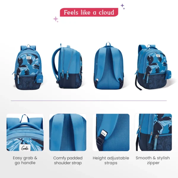 Genie Noah 40L Navy Blue Laptop Backpack With Raincover - Image 12