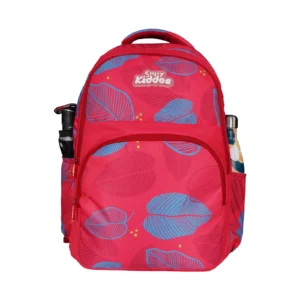 Smily Kiddos Rio Laptop Backpack for Kids – Red | Stylish Leaf Print | 19" School & College Bag