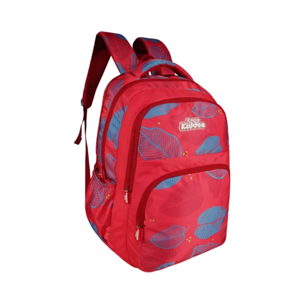 Smily Kiddos Rio Laptop Backpack for Kids – Red | Stylish Leaf Print | 19" School & College Bag - Image 5