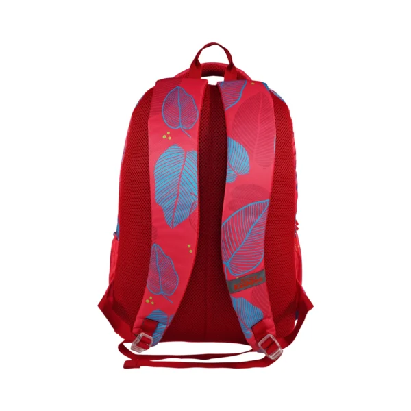 Smily Kiddos Rio Laptop Backpack for Kids – Red | Stylish Leaf Print | 19" School & College Bag - Image 6