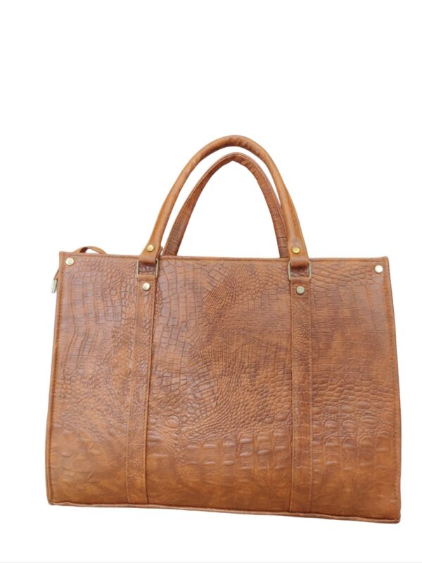 "Classic Embossed Leatherette Business Tote - Spacious & Stylish" - Image 2