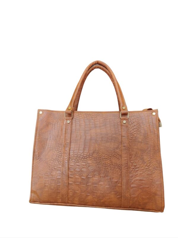 "Classic Embossed Leatherette Business Tote - Spacious & Stylish" - Image 3