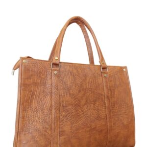 "Classic Embossed Leatherette Business Tote - Spacious & Stylish"