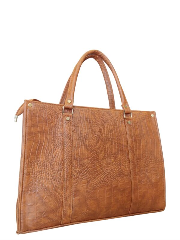 "Classic Embossed Leatherette Business Tote - Spacious & Stylish"