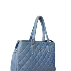 Sophisticated Quilted Satchel Handbag in Serene Blue