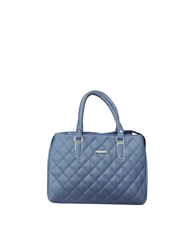 Sophisticated Quilted Satchel Handbag in Serene Blue - Image 3