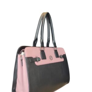 Chic Two-Tone Satchel Handbag in Black & Dusty Pink