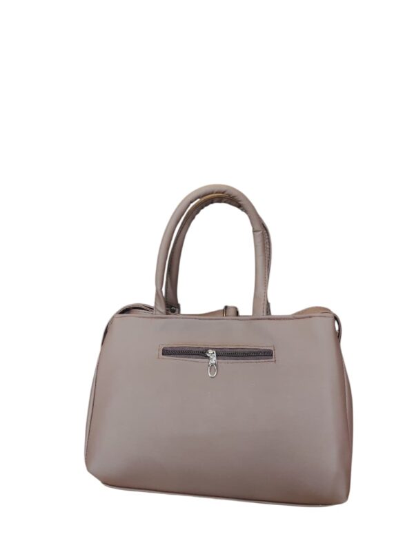 Elegant Quilted Satchel Handbag in Sophisticated Taupe - Image 2