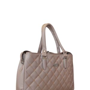Elegant Quilted Satchel Handbag in Sophisticated Taupe