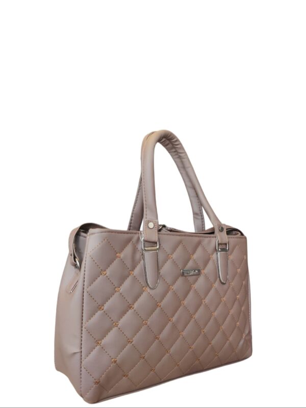 Elegant Quilted Satchel Handbag in Sophisticated Taupe