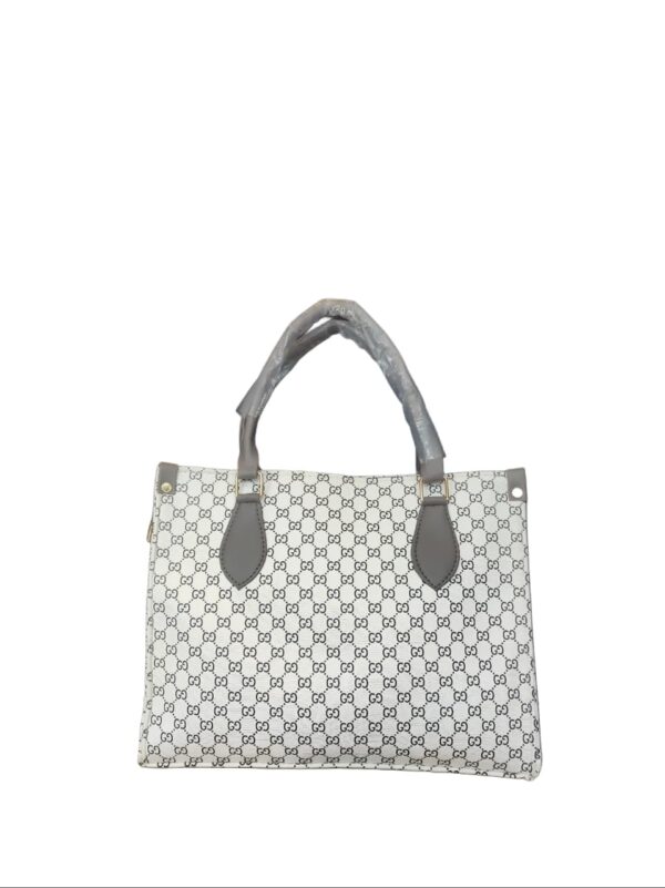 Elegant Monogram Print Tote Bag with Contrast Trim - Image 2