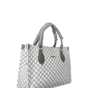 Elegant Monogram Print Tote Bag with Contrast Trim