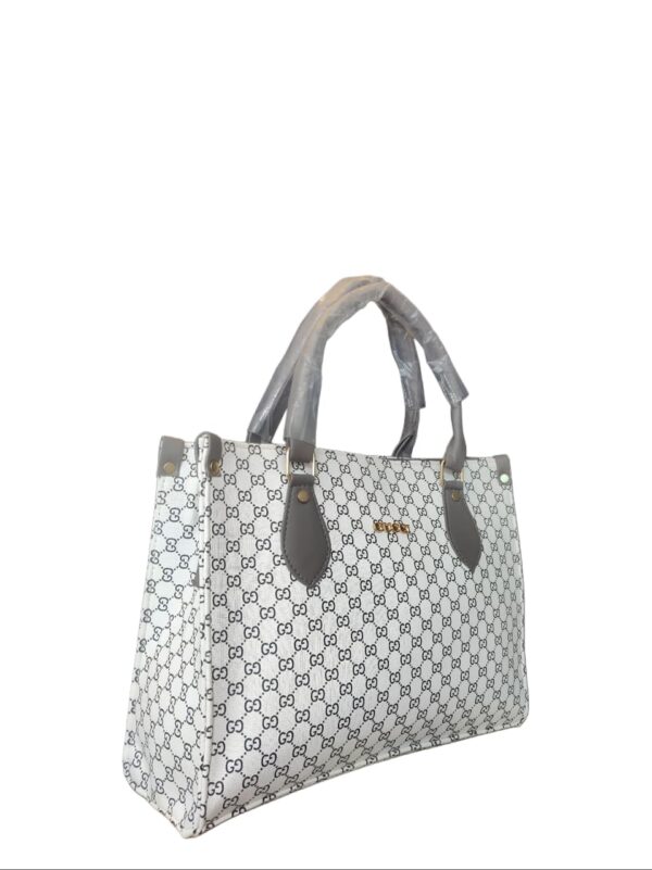 Elegant Monogram Print Tote Bag with Contrast Trim