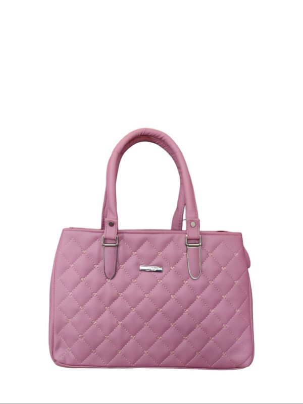Charming Pink Quilted Faux Leather Handbag - Sweet & Stylish - Image 3