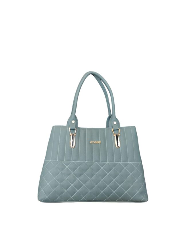 Chic Teal/Blue-Grey Quilted Handbag - Modern Sophistication - Image 2